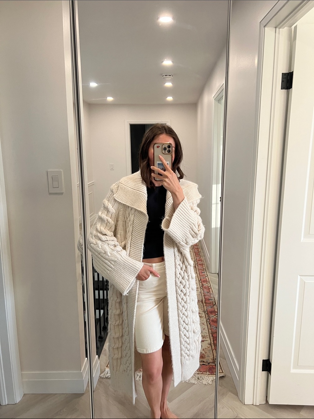 Zara Cream Cable Knit Long Cardigan